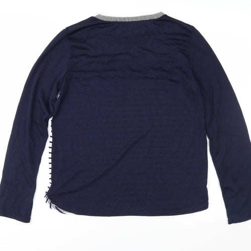 Paraphrase Womens Blue Striped Knit Pullover Jumper Size 10