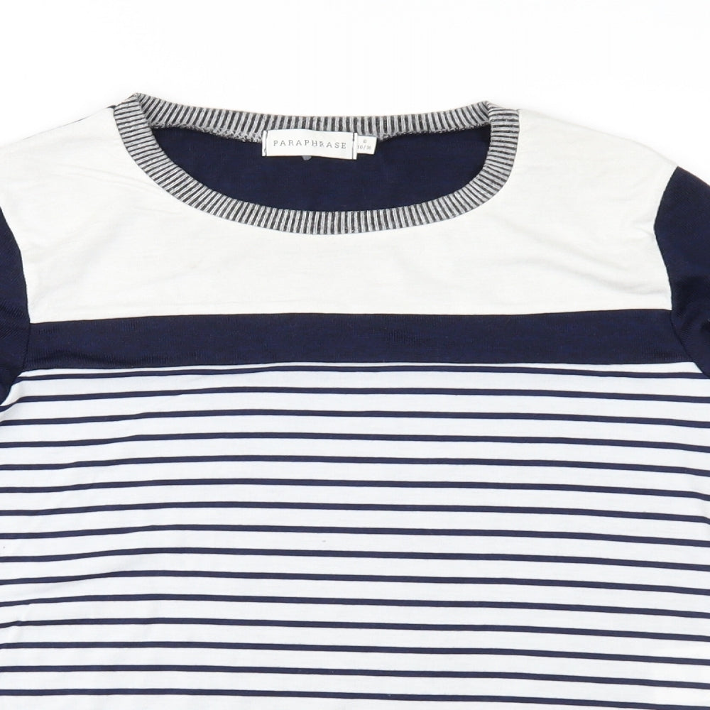Paraphrase Womens Blue Striped Knit Pullover Jumper Size 10