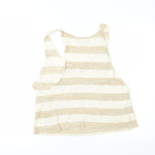 +Subi Womens Beige Striped Knit Vest Jumper Size M