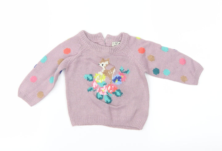 NEXT Girls Purple Fair Isle Knit Pullover Jumper Size 3-6 Months