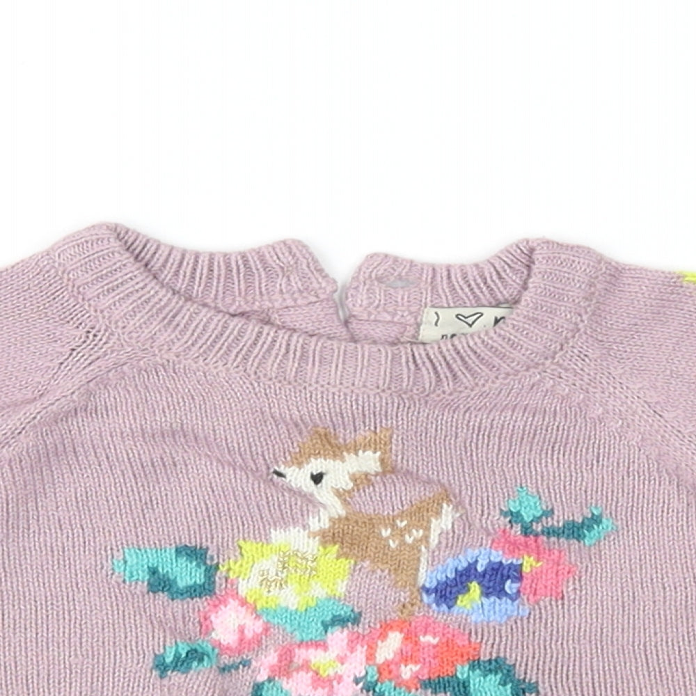 NEXT Girls Purple Fair Isle Knit Pullover Jumper Size 3-6 Months