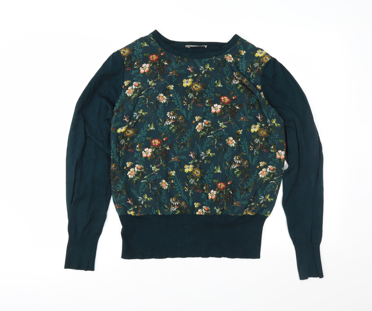 Oasis Womens Green Floral Knit Pullover Jumper Size L
