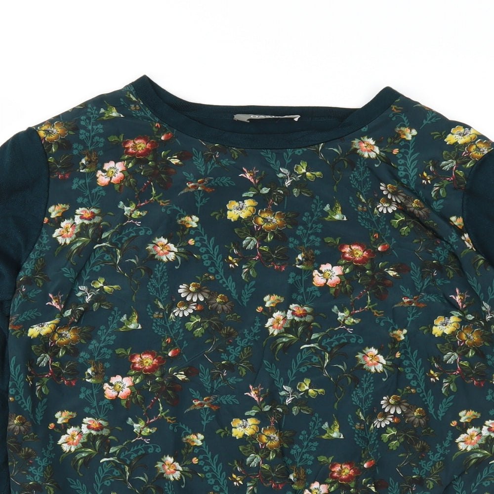Oasis Womens Green Floral Knit Pullover Jumper Size L