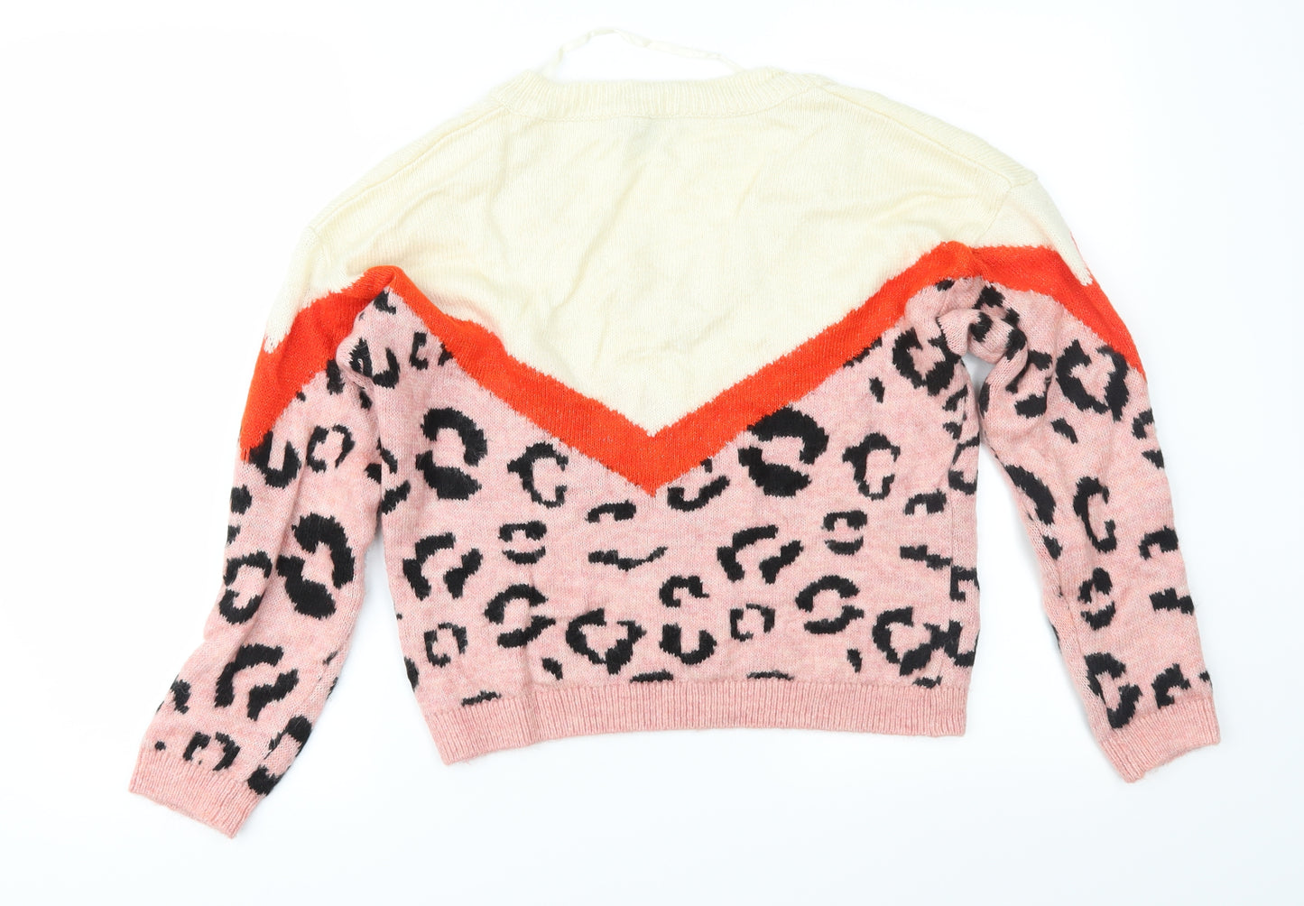 Primark Womens Pink Animal Print Knit Pullover Jumper Size S