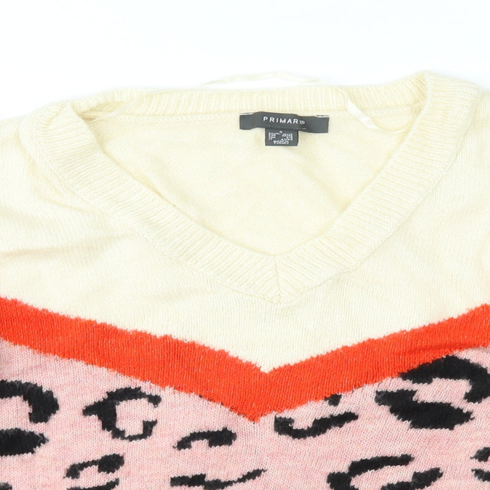 Primark Womens Pink Animal Print Knit Pullover Jumper Size S