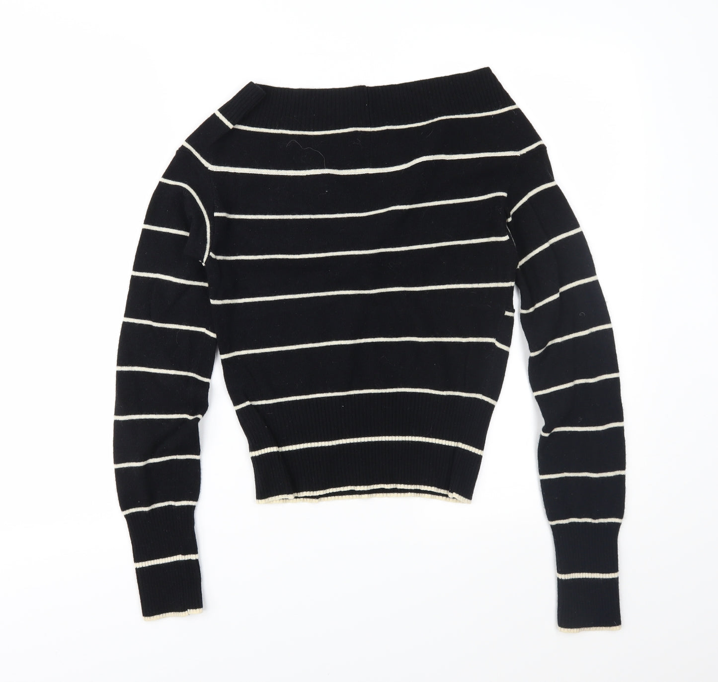 Max Mara Womens Black Striped Knit Pullover Jumper Size M