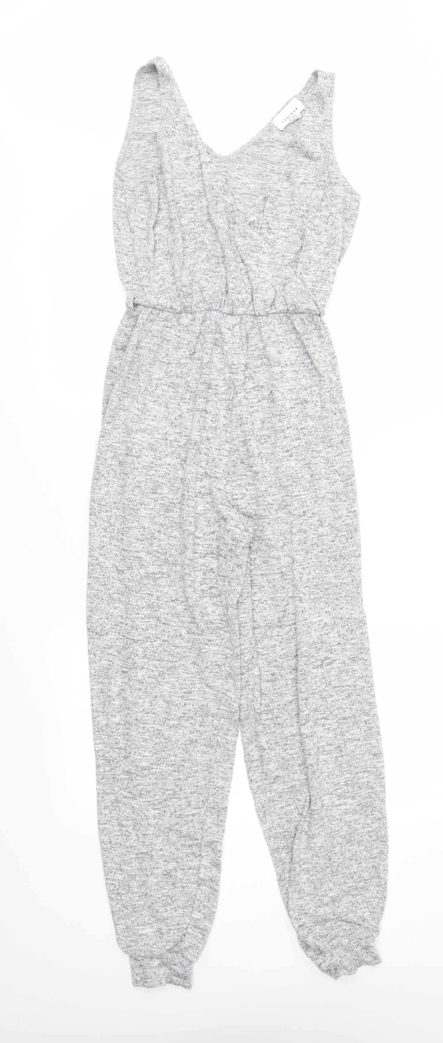 Topshop Womens Grey  Jersey Jumpsuit One-Piece Size 8 L28 in
