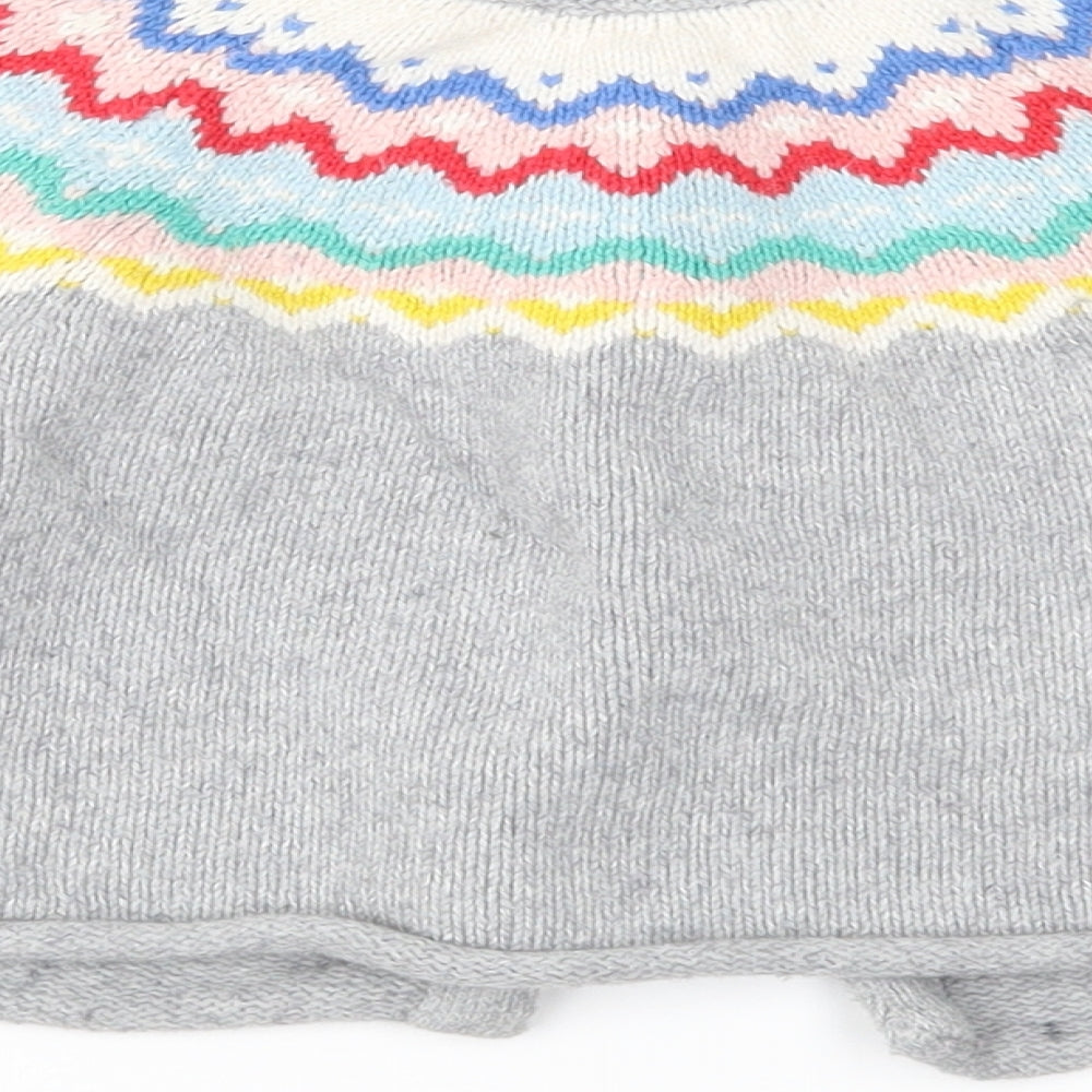 Baby Boden Girls Grey Fair Isle Knit Cardigan Jumper Size 12-18 Months