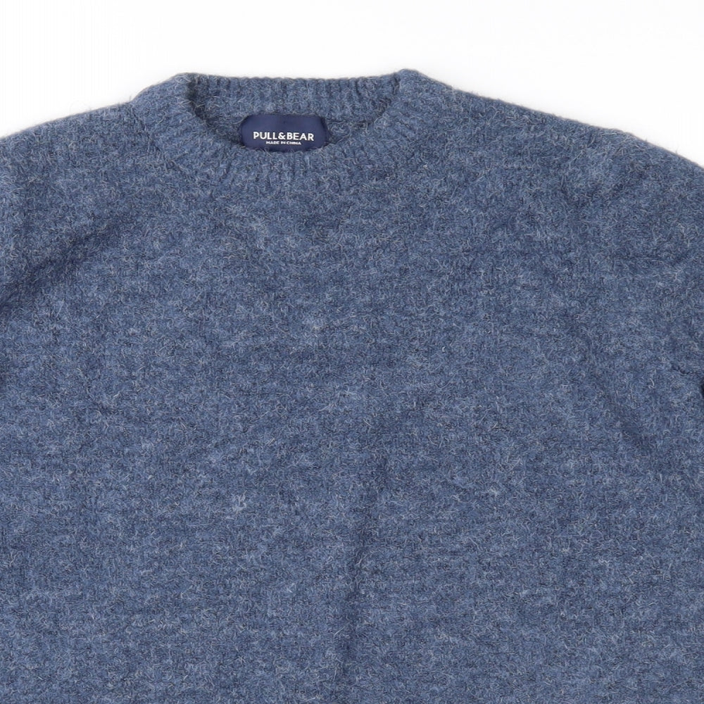 Pull&Bear Mens Blue  Knit Pullover Jumper Size S