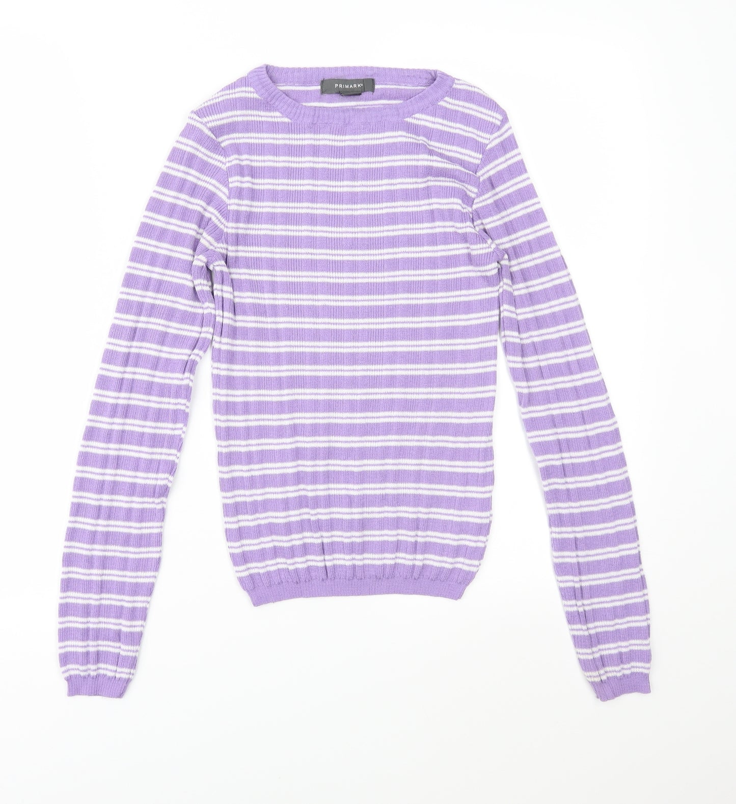 Primark Womens Purple Striped Knit Pullover Jumper Size XS