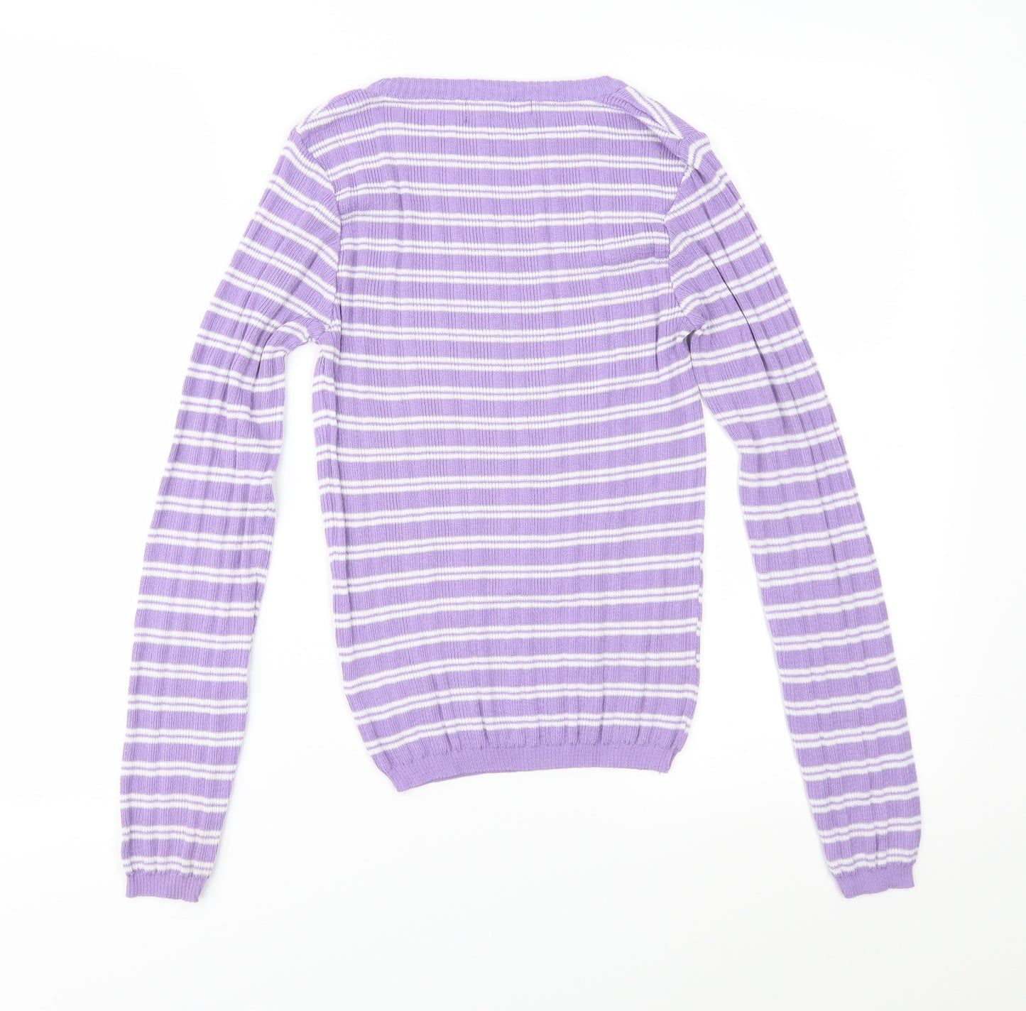 Primark Womens Purple Striped Knit Pullover Jumper Size XS