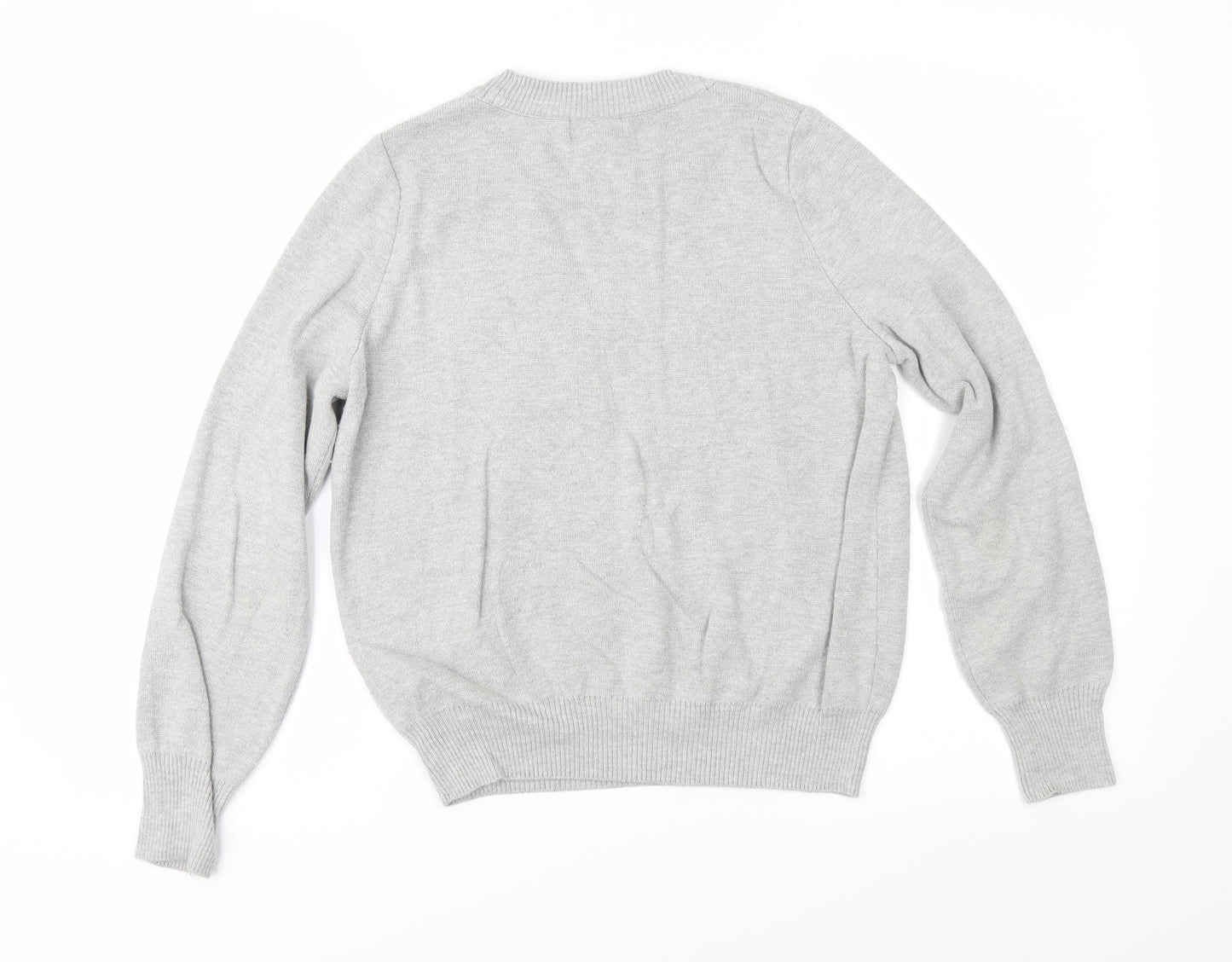 Topshop Womens Grey Floral Knit Pullover Jumper Size 8