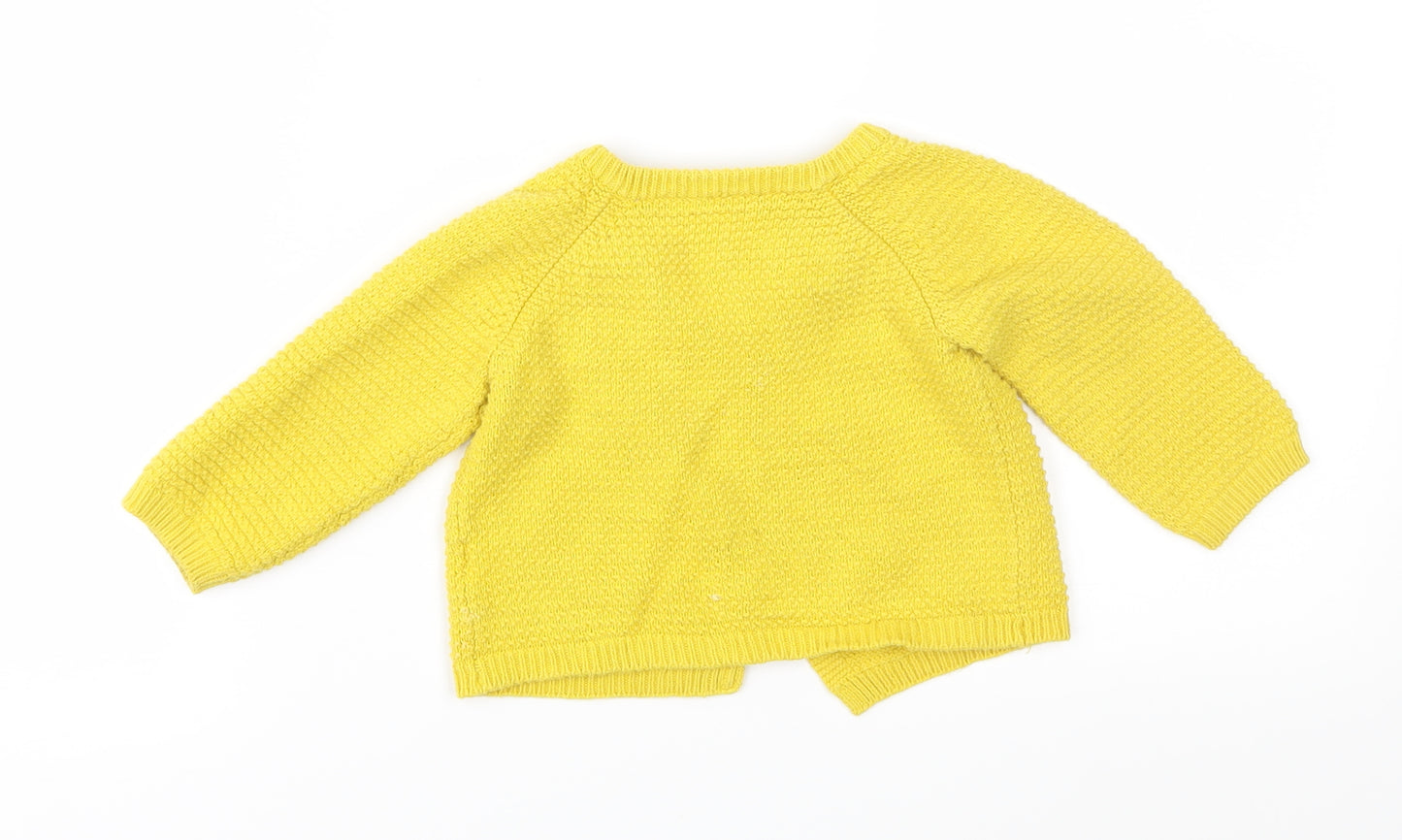Mini Club Girls Yellow Floral Knit Cardigan Jumper Size 6-9 Months