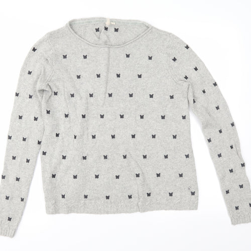 White Stuff Womens Grey Geometric Knit Pullover Jumper Size 12