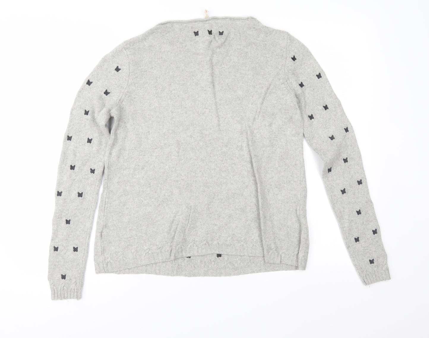 White Stuff Womens Grey Geometric Knit Pullover Jumper Size 12