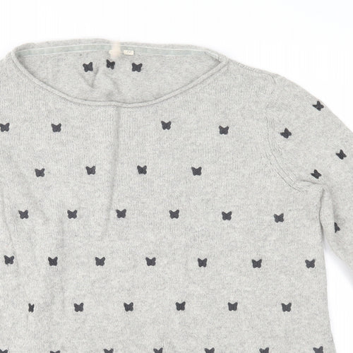White Stuff Womens Grey Geometric Knit Pullover Jumper Size 12