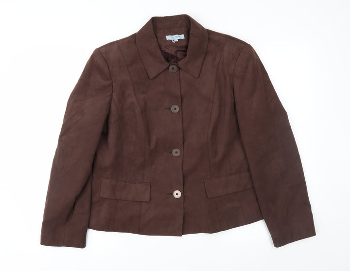 Anne Brooks Womens Brown Jacket Size 16
