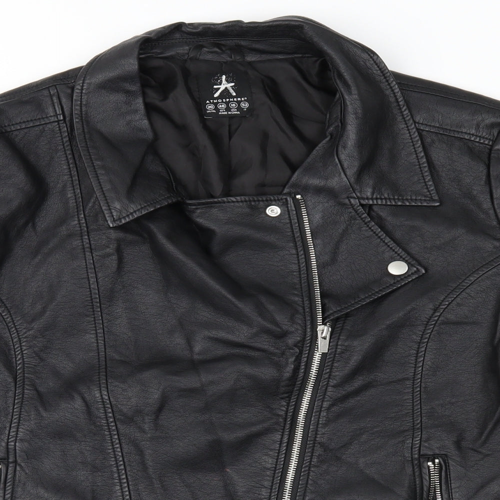 Atmosphere Womens Black   Biker Jacket Size 20