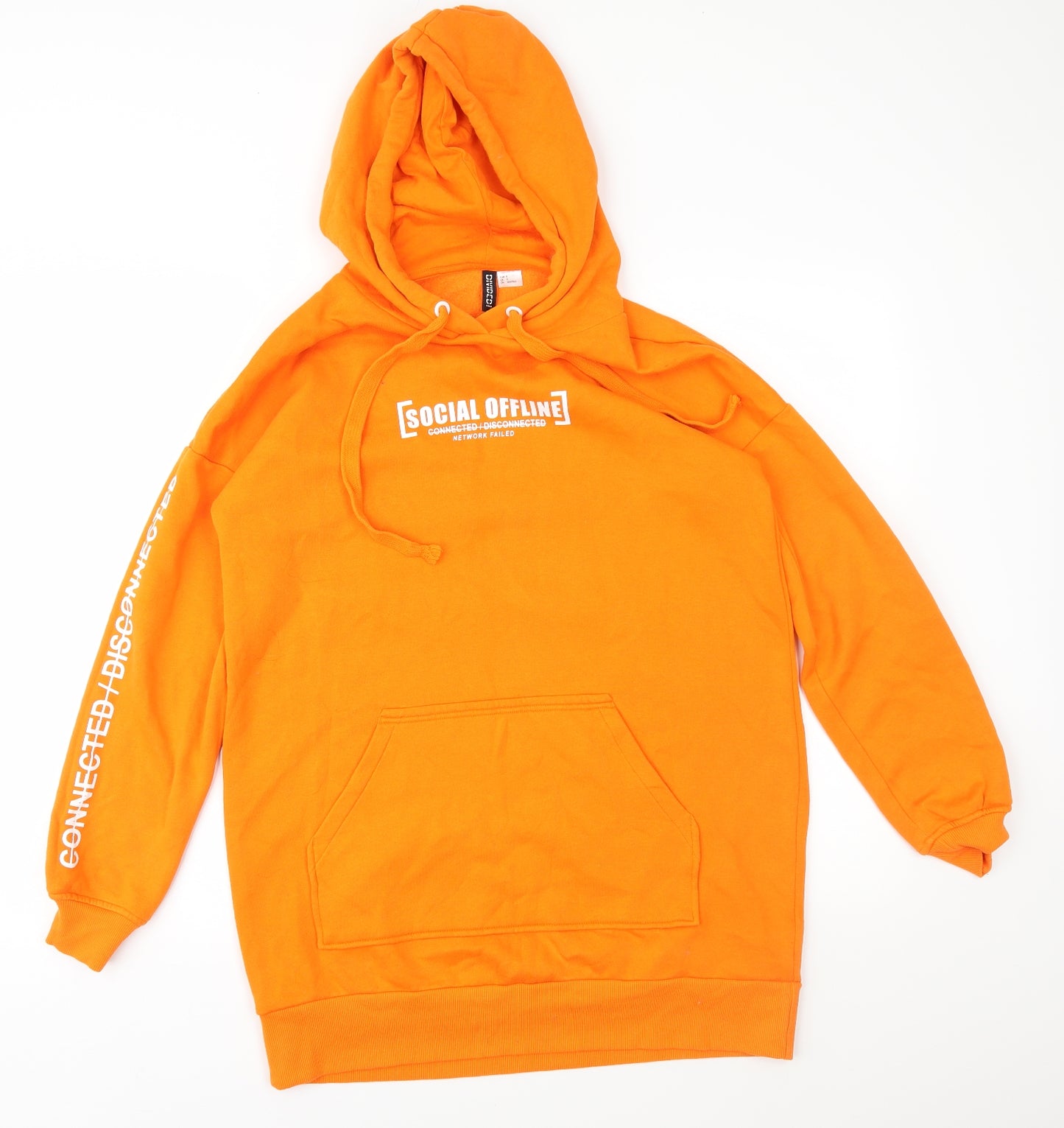 Divided Mens Orange   Pullover Hoodie Size S