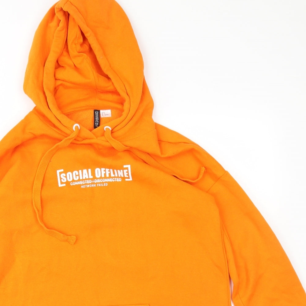 Divided Mens Orange   Pullover Hoodie Size S