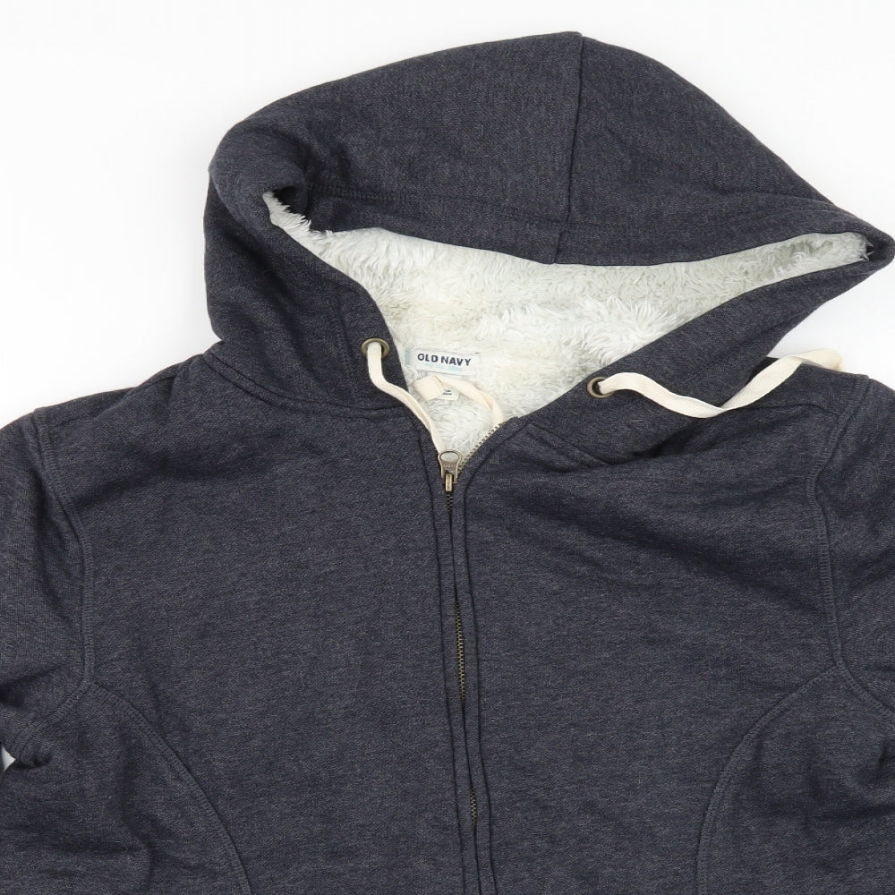 Old Navy Womens Grey   Full Zip Hoodie Size L  - fur linned