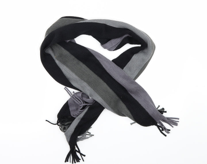 Preworn Mens Black Striped  Scarf  One Size