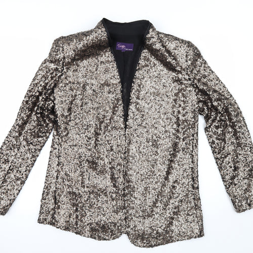 Marks and Spencer Womens Gold   Jacket  Size 14  - Edge to Edge sequin