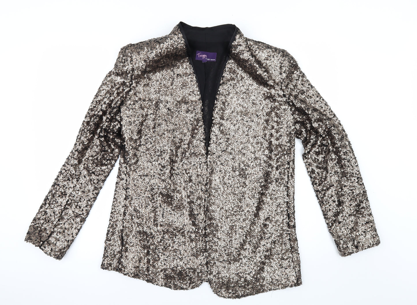 Marks and Spencer Womens Gold   Jacket  Size 14  - Edge to Edge sequin