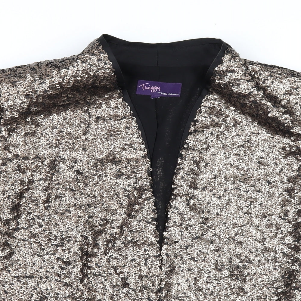 Marks and Spencer Womens Gold   Jacket  Size 14  - Edge to Edge sequin
