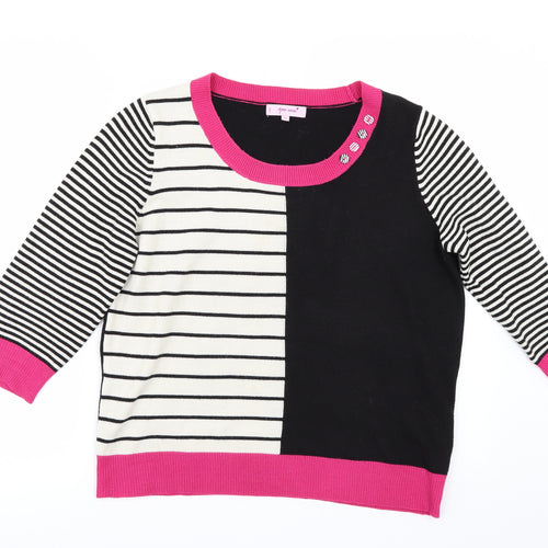 Per Una Womens Black Striped  Pullover Jumper Size 14