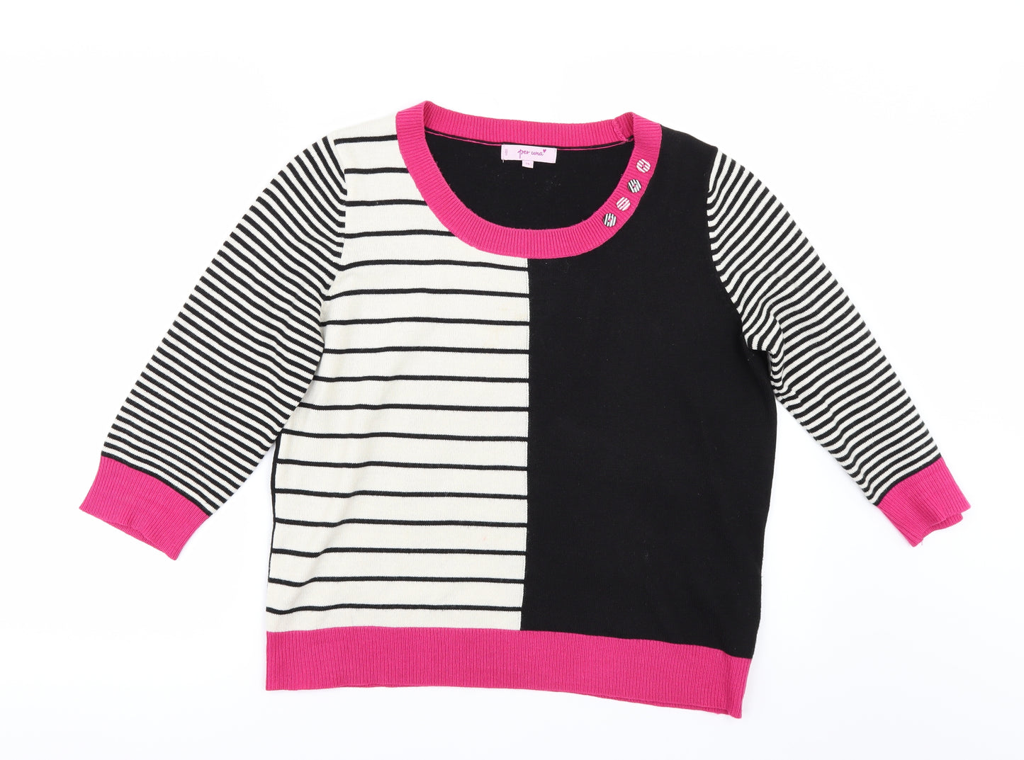 Per Una Womens Black Striped  Pullover Jumper Size 14