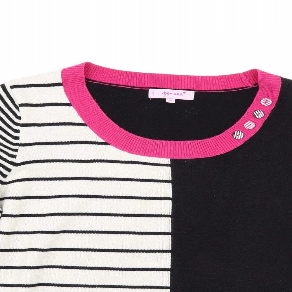 Per Una Womens Black Striped  Pullover Jumper Size 14