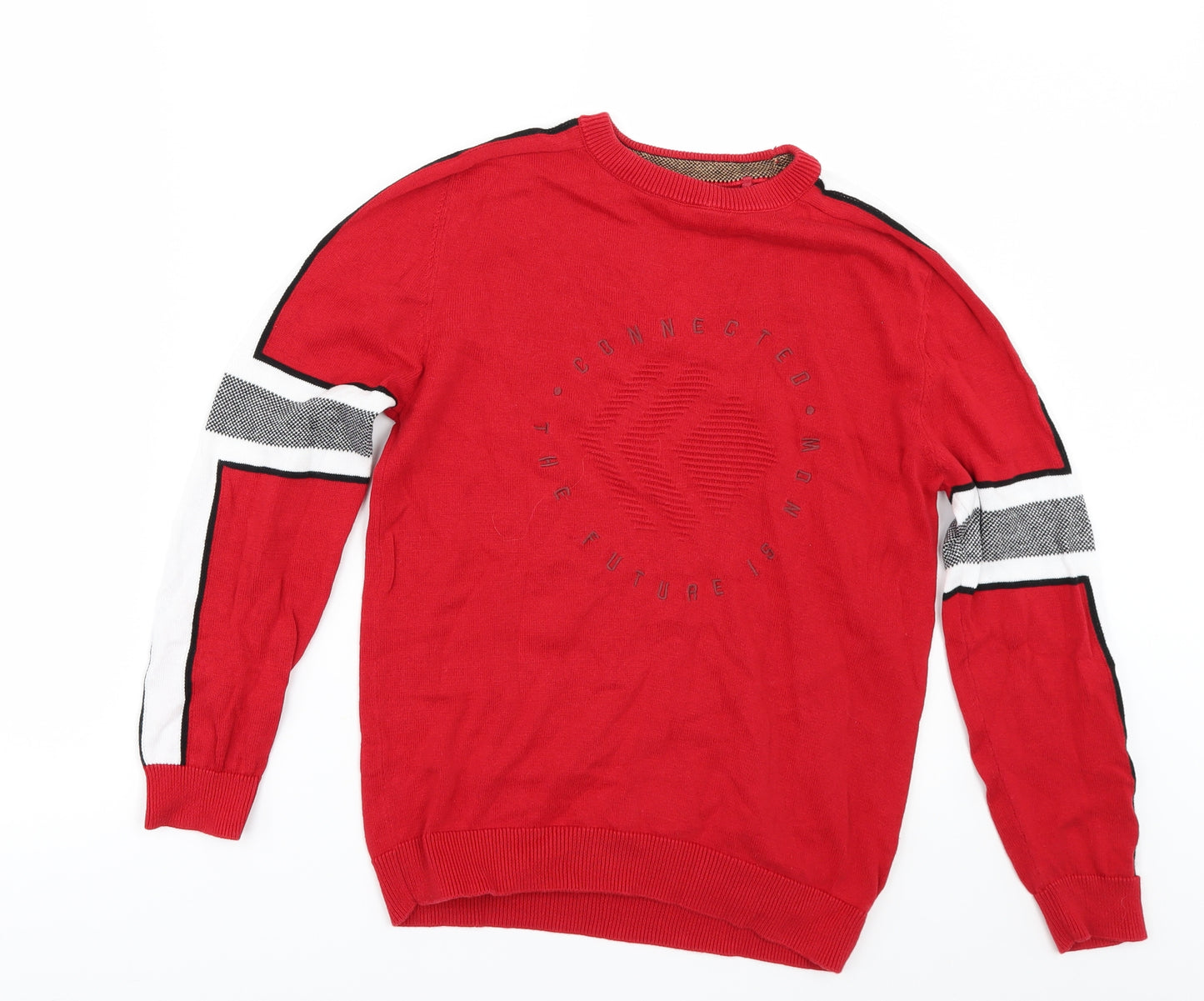 NEXT Boys Red Striped  Pullover Jumper Size 11 Years
