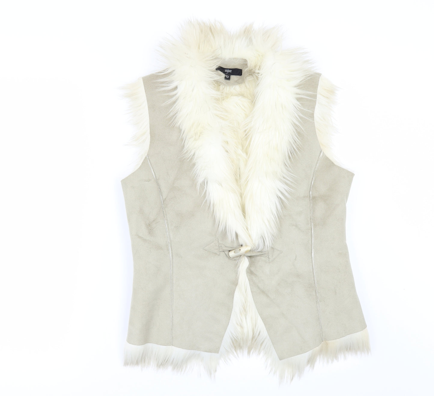 Jasper Conran Womens Grey   Gilet Jacket Size 12  - Fur lined