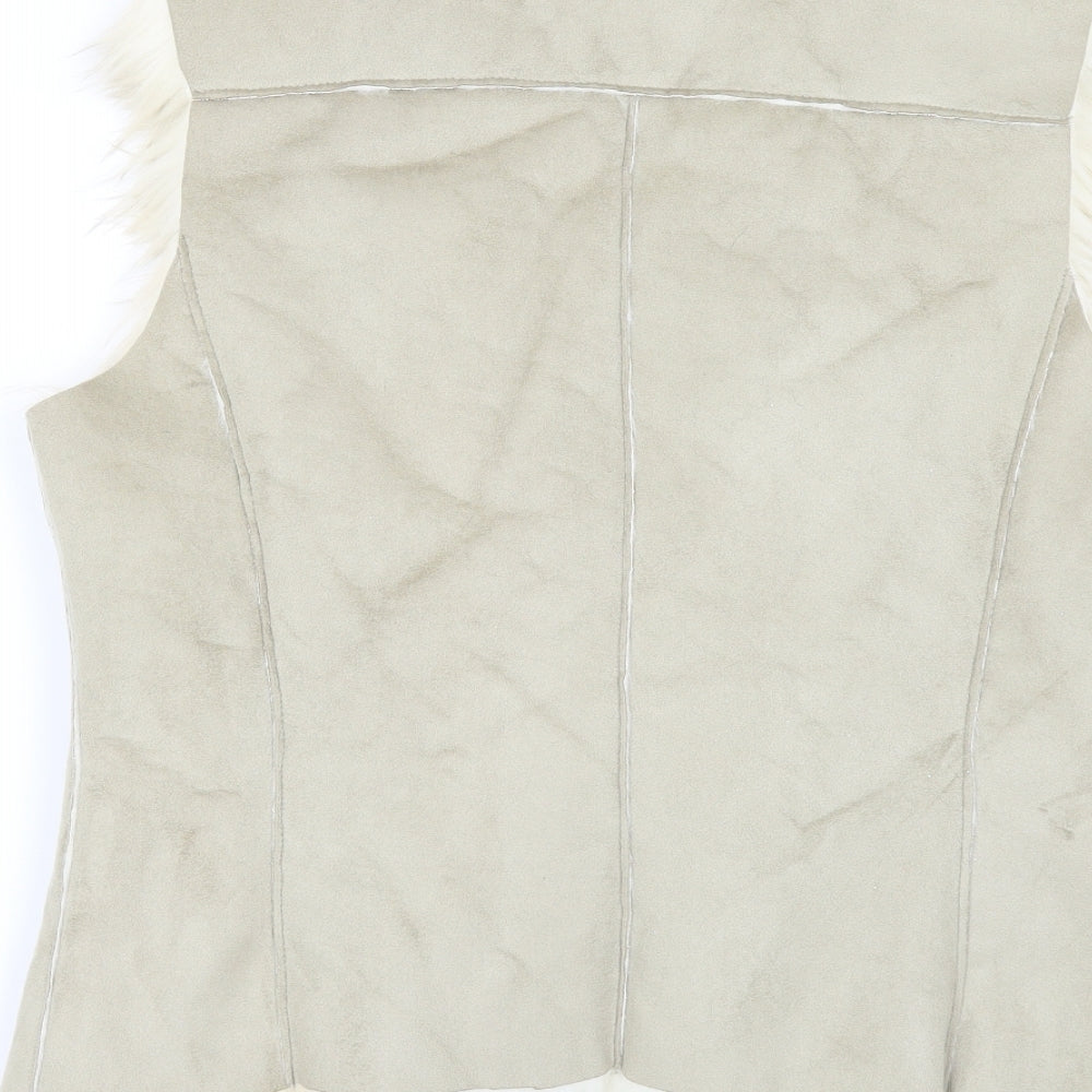Jasper Conran Womens Grey   Gilet Jacket Size 12  - Fur lined