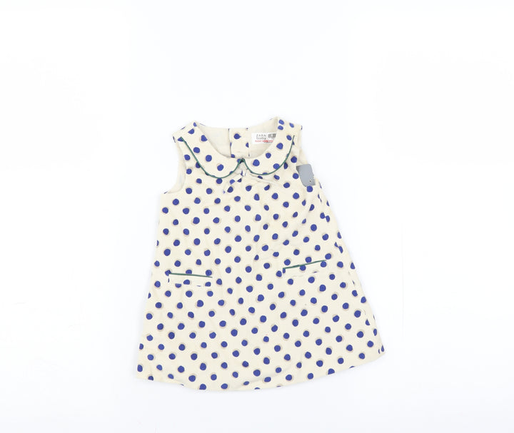 Zara Girls Ivory Polka Dot Trapeze & Swing Size 6-9 Months