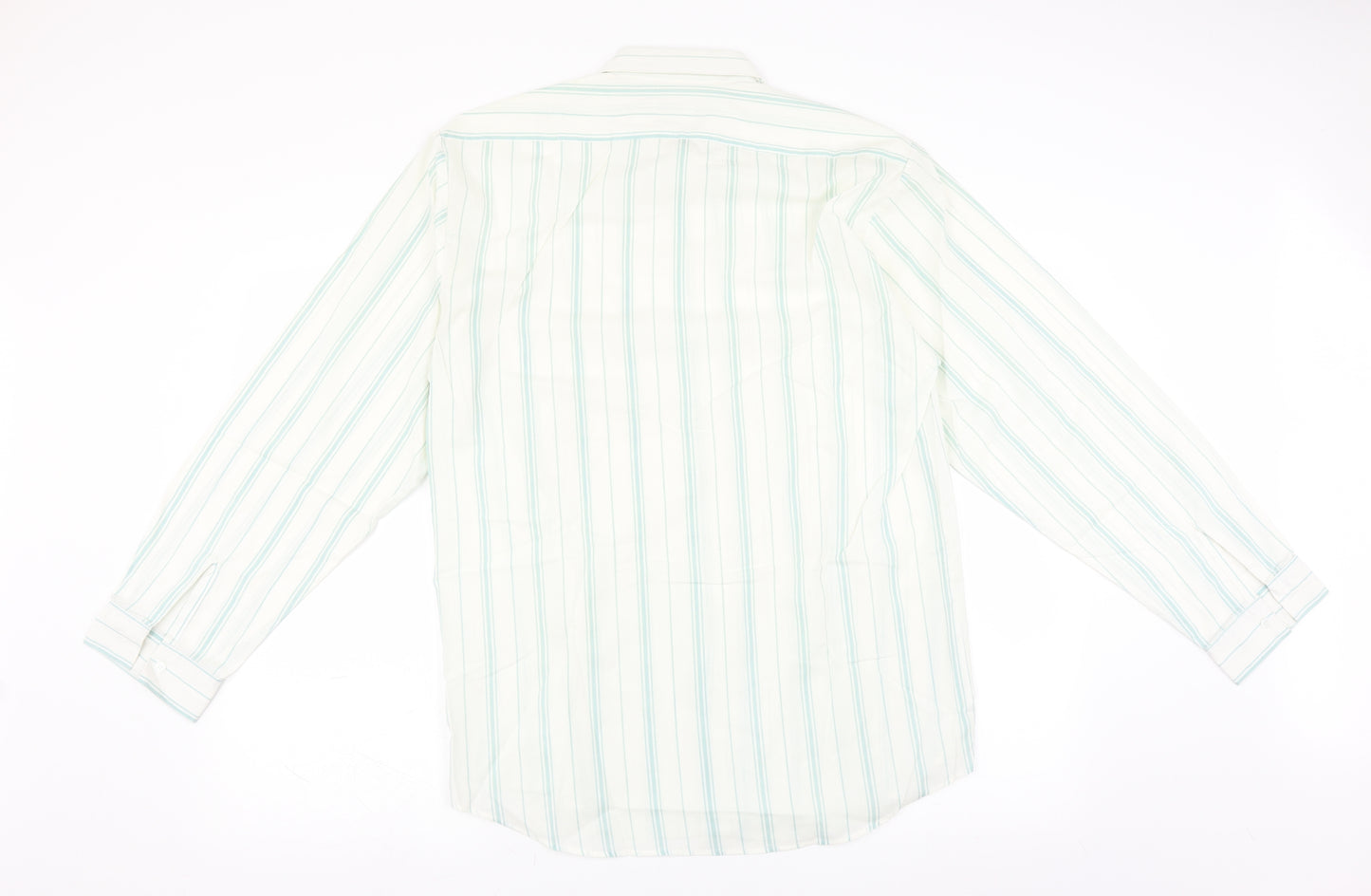 Chardonay Mens Ivory Striped   Button-Up Size 16