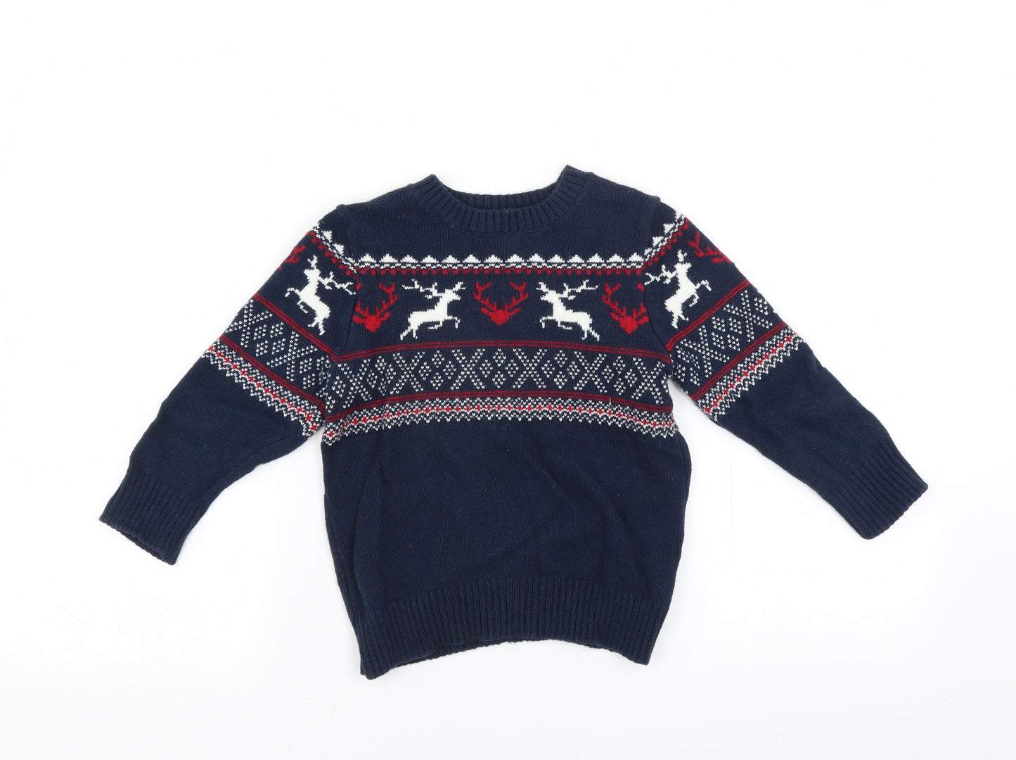 H&M Boys Blue   Pullover Jumper Size 4-5 Years  - christmas jumper