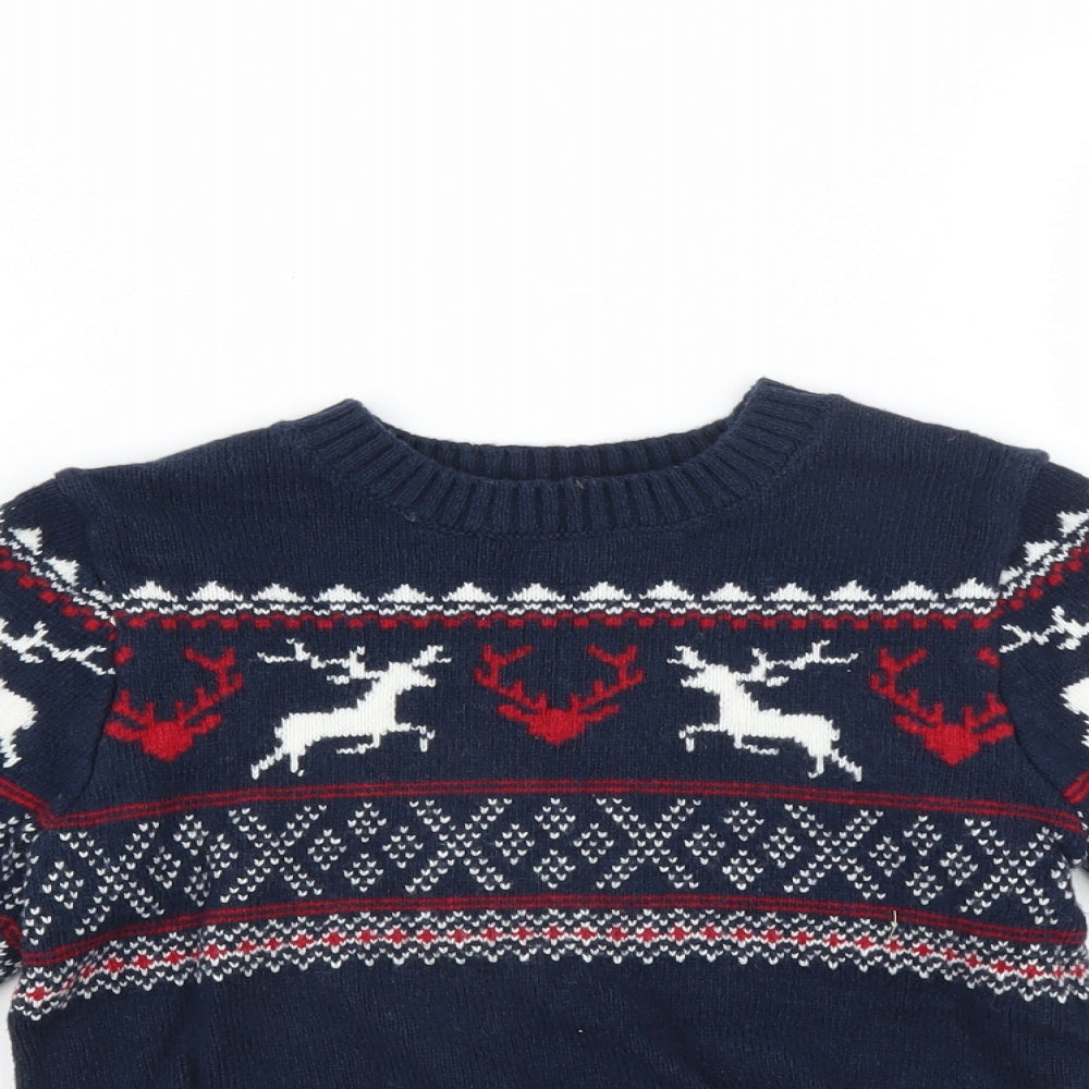 H&M Boys Blue   Pullover Jumper Size 4-5 Years  - christmas jumper