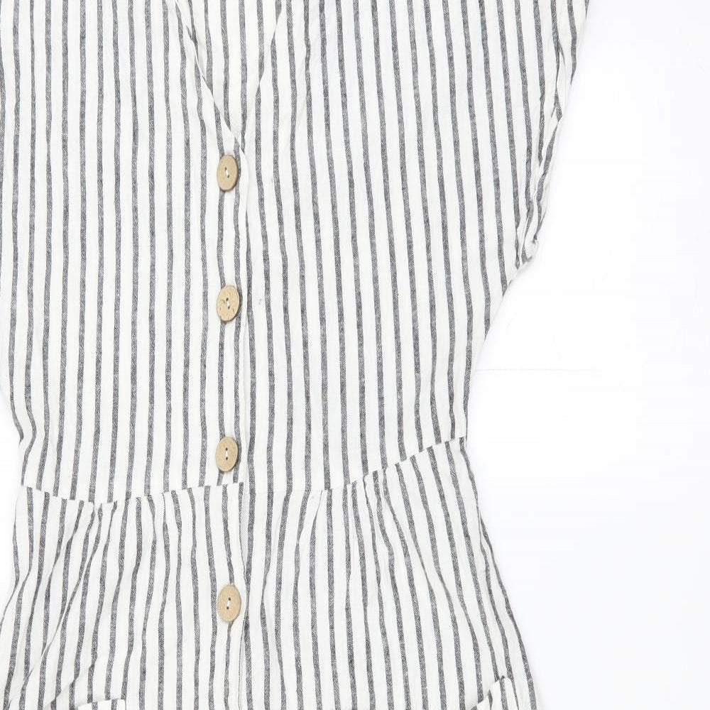 New Look Womens Grey Striped  Shirt Dress  Size 12