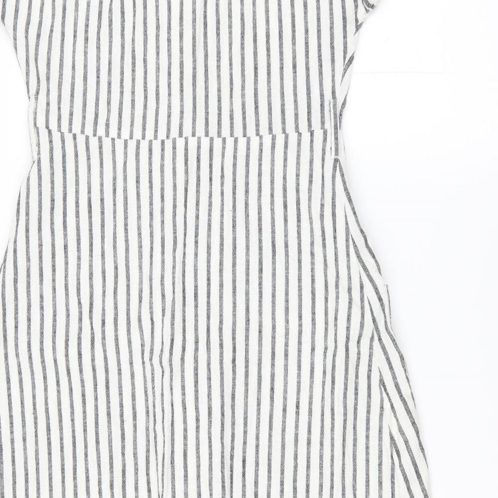 New Look Womens Grey Striped  Shirt Dress  Size 12