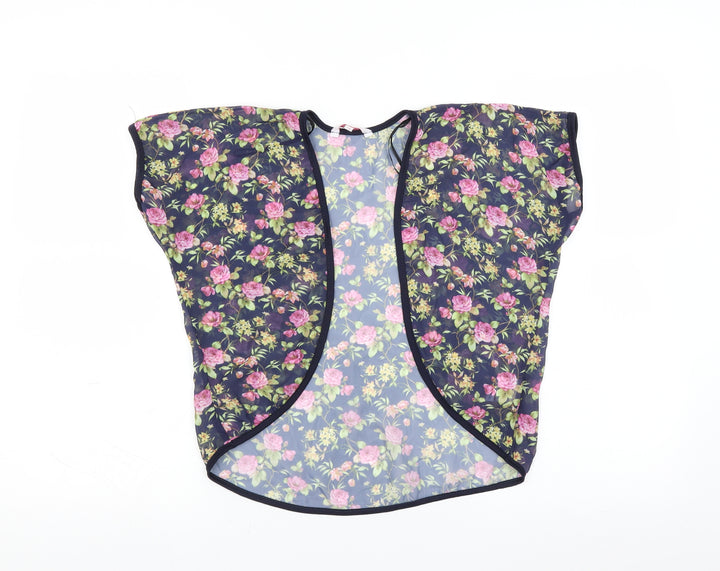 Miss Evie Girls Blue Floral  Cardigan Jumper Size 7-8 Years  - Shrug