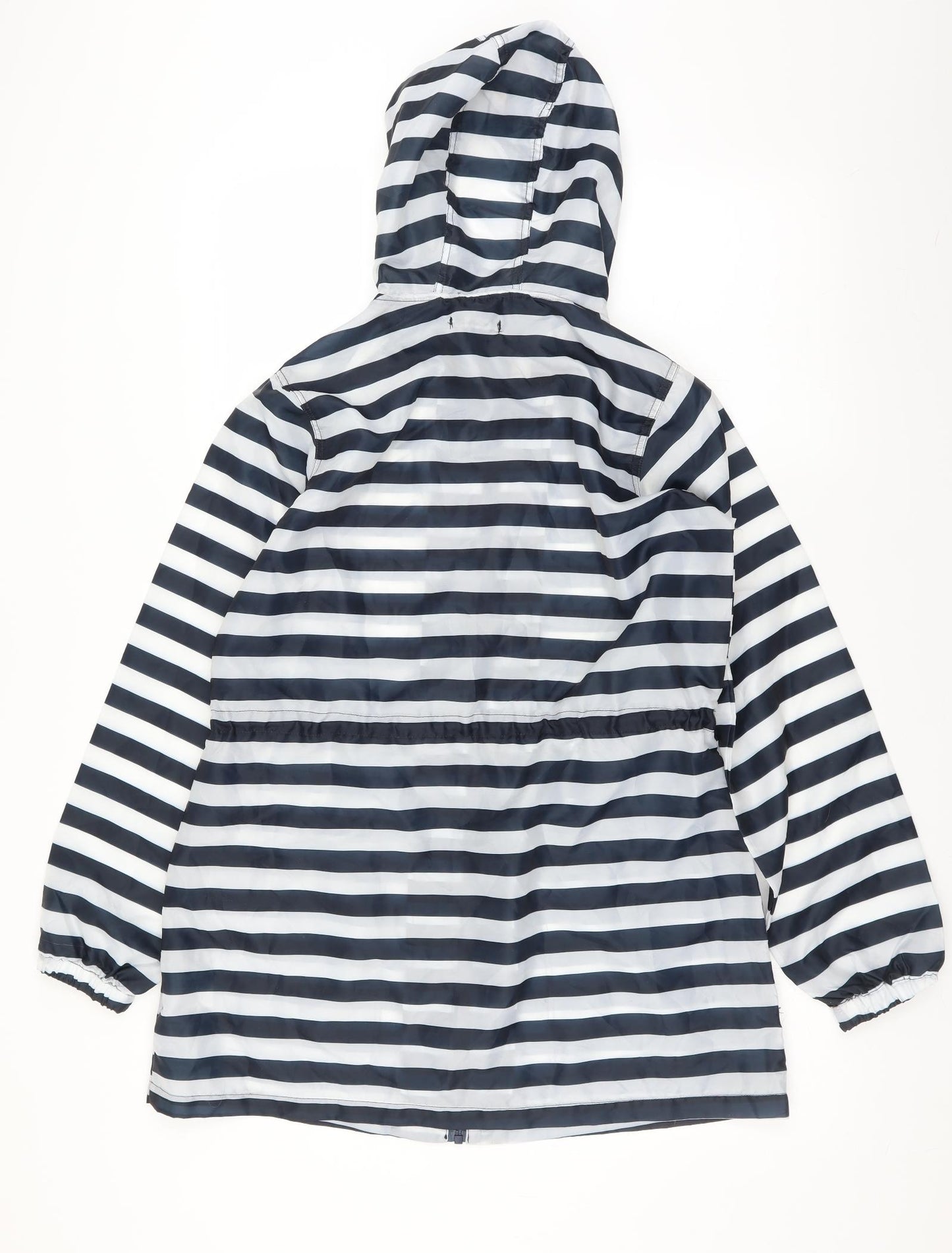 Roman Womens Blue Striped  Rain Coat Jacket Size S