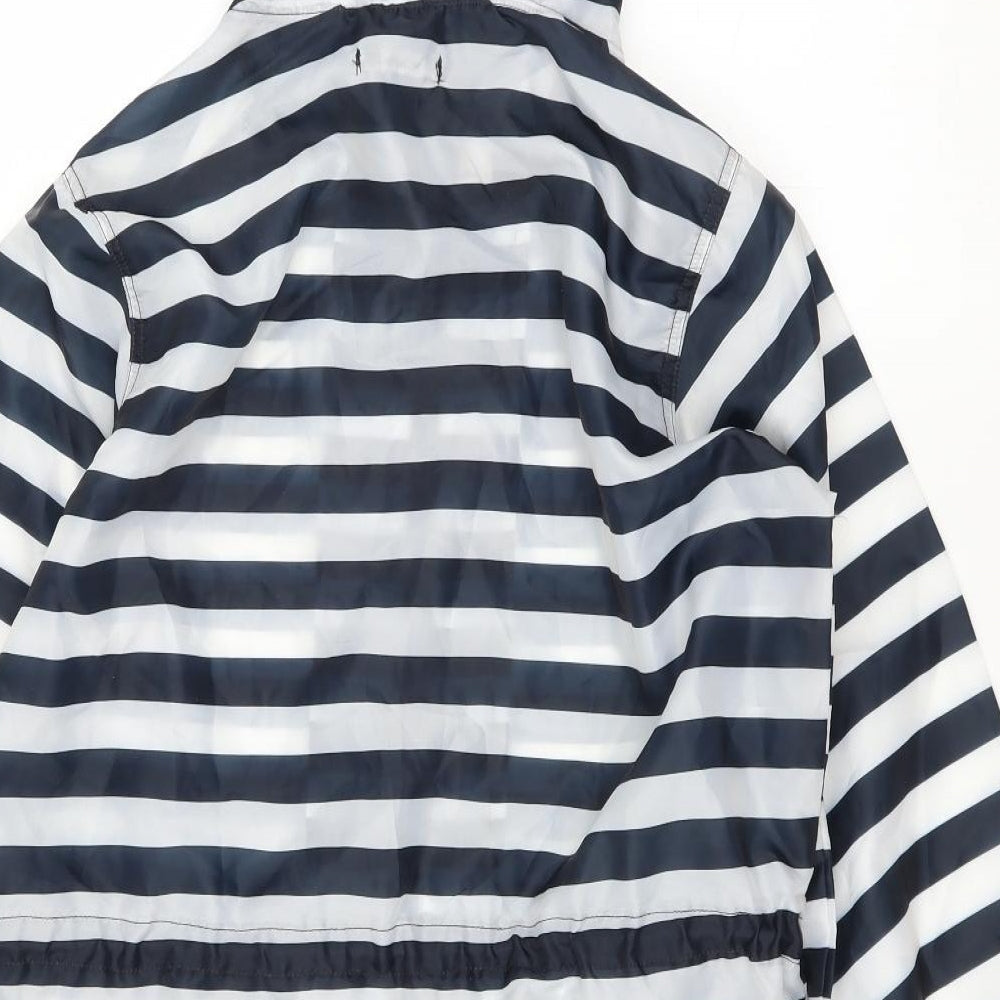 Roman Womens Blue Striped  Rain Coat Jacket Size S