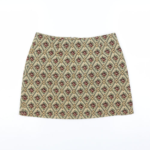 creative design industries Womens Beige Floral  A-Line Skirt Size 30 in