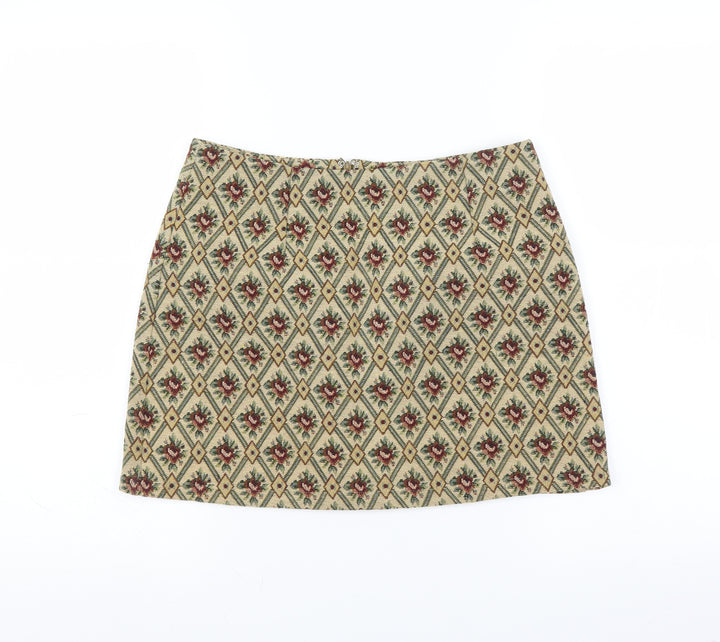 creative design industries Womens Beige Floral A-Line Skirt Size 30 in