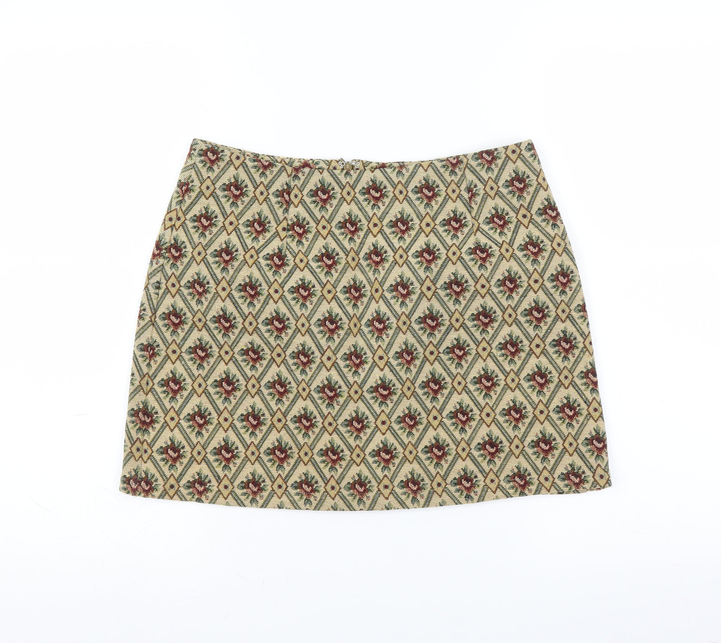 creative design industries Womens Beige Floral  A-Line Skirt Size 30 in
