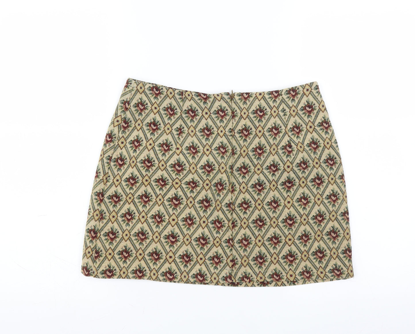 creative design industries Womens Beige Floral  A-Line Skirt Size 30 in