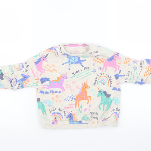 NEXT Girls Ivory   Pullover Jumper Size 18-24 Months  - unicorn rainbow