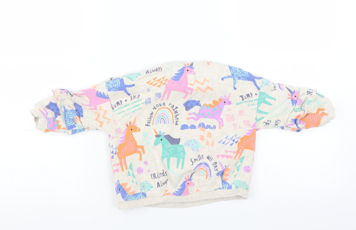 NEXT Girls Ivory   Pullover Jumper Size 18-24 Months  - unicorn rainbow